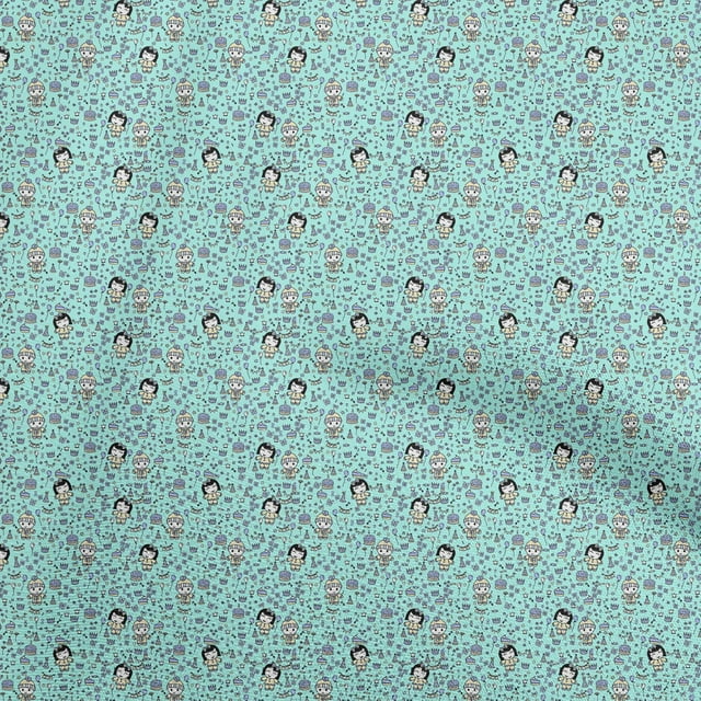 oneOone Viscose Jersey Aqua Blue Fabric Random Craft Projects Decor Fabric Printed By The Yard 60 Inch Wide