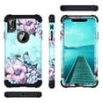 thumbnail image 4 of Casetego for iPhone XR Case,Floral Heavy Duty Hybrid Sturdy Shockproof Full Body Protective Cover for iPhone XR 6.1 inch,Blue Flower, 4 of 7