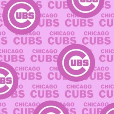 Chicago Cubs Pink MLB National League Central Cotton Fabric (1 yard)