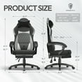 thumbnail image 4 of Dowinx Ergonomic Gaming Chair with Pocket Spring Cushion & Massage Lumbar Support - High Back Office Computer Chair with Footrest for Adults, 300LBS Capacity, Leather Design， Black and Grey, 4 of 8