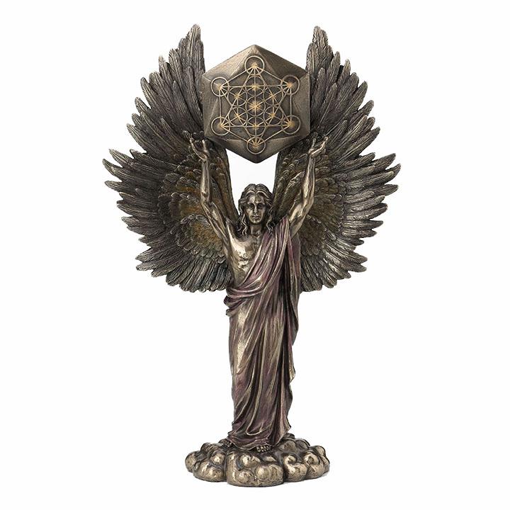 Metatron Holding Sacred Geometry Cube Sculpture