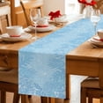 thumbnail image 5 of Blue Leaves Table Runner - 90 Inch Long Summer Botanical Pastoral Cotton and Linen Blended Dress Scarves Farmhouse Table Runner for Kitchen Dining, Coffee Table, 13" x 90", 5 of 8