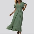thumbnail image 4 of New Summer Plus Size Dresses for Women 2024 Fashion Slim Collection Solid Color Dress, 4 of 9