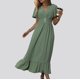 thumbnail image 4 of Puntoco Vestido De Manga Corta Con Cuello En V, Vestido Ajustado De Mujer De Color Liso Verde L, 4 of 9