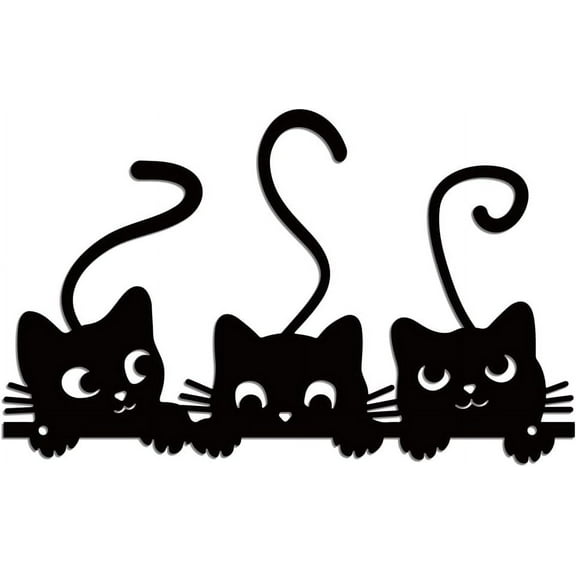 1 pc Metal Peeking Cat Wall Art Decor Cute Cat Metal Wall Art Hanging Decor Signs for Home Decor Cat Animal Wall Sculpture Statues Decor for Living Room Bedroom 7.36x11.81 Inch Cat