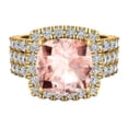thumbnail image 4 of Wedding Ring Set for Women Cushion Cut Morganite Halo Diamond Ring 14K Gold 3.85 Carat, 4 of 5