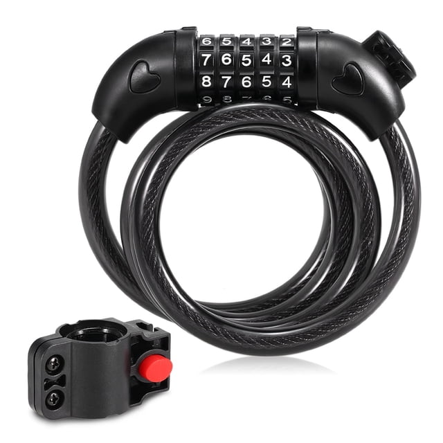 HLONK Cable Bike Lock Bicycle Coded Wire Lock Anti-Thef 5 Digit Resettable Combination Coiling Bike Cable Lock for Bicycle Outdoors