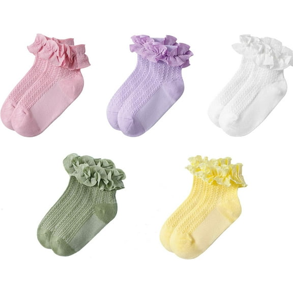 Toddler Girl Socks Toddler Ruffle Sock Girls 2t-3t Baby Infant Dress Lace White Frilly Ruffle Socks for Girls