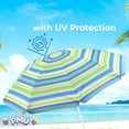 thumbnail image 3 of PMU 6 Ft Multi Stripes Beach Umbrella with Silver lining UPF 50+ Multi-Color Beach Umbrellas Blue, Green and Yellow, 3 of 6