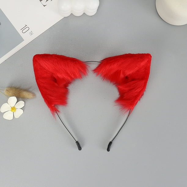 Diadema con orejas de gato y zorro de simulación hecha a mano, diadema con orejas de bestia de peluche, accesorios para vestido de cosplay, accesorios para tocado
