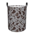 thumbnail image 1 of Balery Brown Moose with Pinecones Cesta de ropa redonda con asas, impermeable, independiente, para ropa, juguetes, dormitorio y familia-Small, 1 of 6