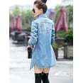thumbnail image 2 of Chaqueta Tanming, abrigo de mezclilla con solapa para mujer, color azul XXL, 2 of 8