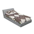 thumbnail image 2 of Ambesonne Floral Fitted Sheet & Pillow Sham Set, Vintage Flowers Bridal, Twinxl, Brown Beige, 2 of 2