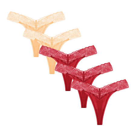 Fulorrnie Underwear for Women Plus Size Thong Breathable Comfort Panties Cute Cheeky Elastic Waist Seamless Panty Red XL
