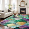 thumbnail image 2 of Purple Green Leaves Area Rugs 6'x9', Washable Small Throw Rugs for Kitchen Dining room, Modern Abstract Art Botanical Indoor Outdoor Rug Non-Slip Low Pile Carpet Runner Reversible Floor Mats, 2 of 8