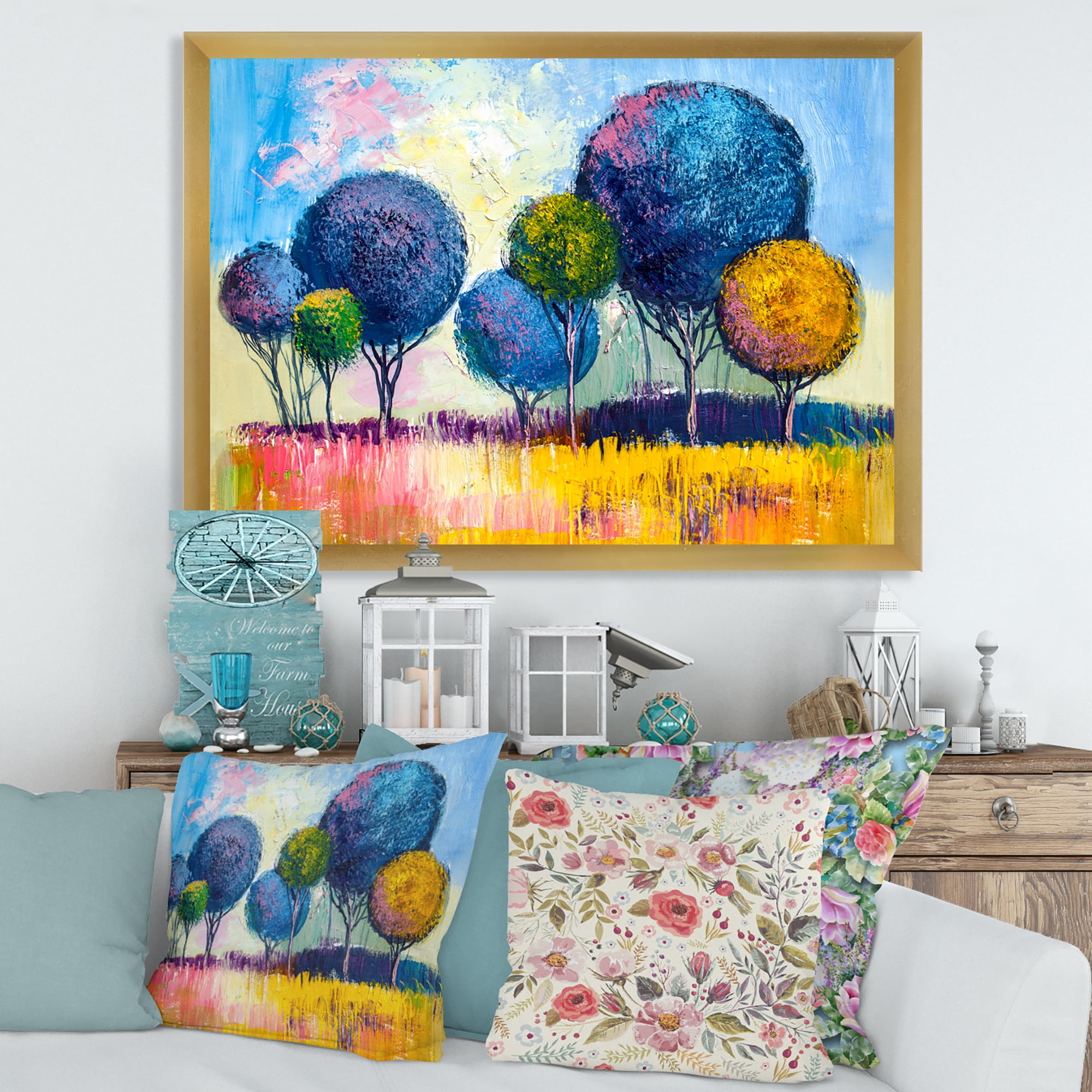 Designart 'Autumn Colorful Fantasy Trees III' Modern Framed Art Print