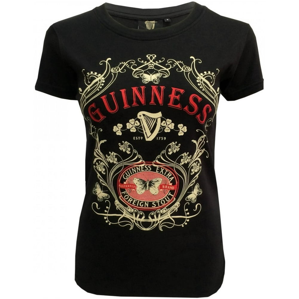 Guinness Guinness Ladies T Shirt Butterfly & Extra Foreign Stout