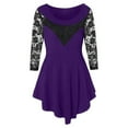 thumbnail image 5 of Meichang Plus Size Tops for Women Lace Long Sleeve Babydoll Tops Dressy Casual Crew Neck Loose Fit Comfy Blouses Trendy Irregular Hem Tunic Tops Purple XXXL, 5 of 8