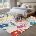 thumbnail image 4 of Colorful Cartoon Handprint Large Area Rugs 6x9 ft Cute Watercolor Red Green Blue Graffiti Linen Washable Rug Non Slip Indoor Carpet Absorbent Floor Mat for Living Room Bedroom Dining Room, 4 of 9