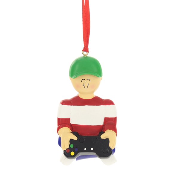 Ornament Central 3.5'' x 4'' Boy in Hat Holding Over Sized Video Game Controller