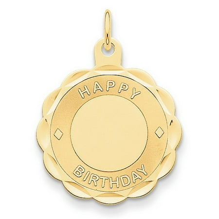 14k Yellow Gold Happy Birthday Disc Pendant