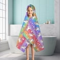 thumbnail image 6 of Colorful Stripe Unicorn Pattern Hooded Bath Towel，50"x30" for Ages 3 To 12 Kids, Quick Dry Lightweight Soft Microfiber Hood Beach Towel Cover Up for Kids, 6 of 7