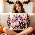 thumbnail image 5 of Halloween Throw Pillow Covers 18x18 Inch, Rustic Linen Pumpkin Decorative Square Pillowcases, Farmhouse Holiday Cushion Covers for Sofa Living Room Home Fall Halloween Thanksgiving Decor, 5 of 6