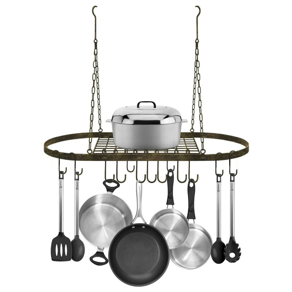 Ceiling mounted Pot Rack with HooksRustic