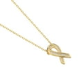 thumbnail image 2 of 925 Sterling Silver Small CZ Breast Cancer Awareness Ribbon Pendant Necklace, 2 of 5