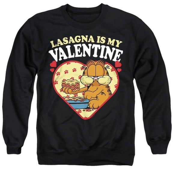 Garfield Lasagna is my Valentine Unisex Adult Crewneck Sweatshirt, Black, 3X-Large