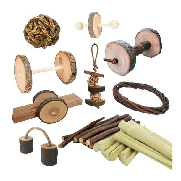 Juguetes de madera para conejillos de indias, accesorios de ejercicio, juego de juguetes para hámster, suministros para mascotas F