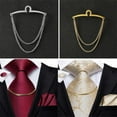 thumbnail image 6 of Mens Tie Chain Double Chains Shirt Necktie Link Chain Buckle Metal Tie Clips, 6 of 15