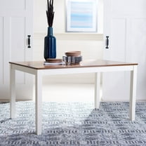 SAFAVIEH Silio Farmhouse Rectangle Dining Table, White/Natural