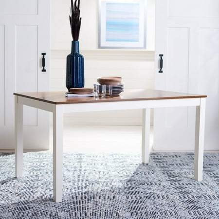 SAFAVIEH Silio Farmhouse Rectangle Dining Table White/Natural