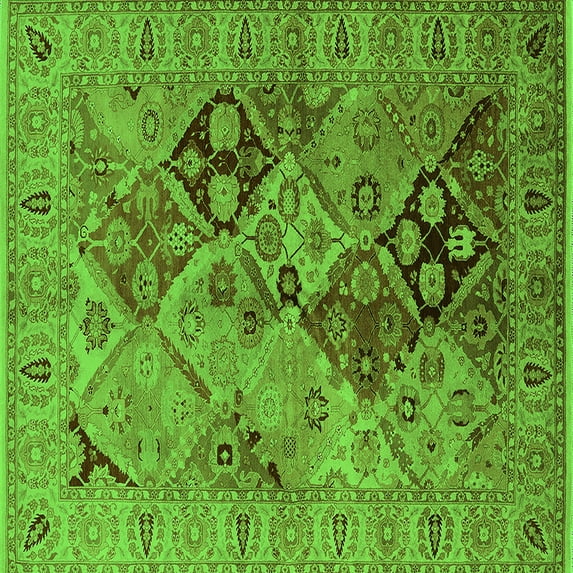 Ahgly Company Indoor Square Oriental Green Industrial Area Rugs, 5' Square