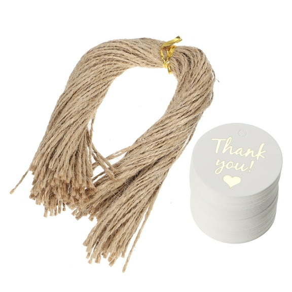 Raindrops 100pcs White Cardboard Thank You Labels with String for Decorations and Gift Tags 1.42 Inches