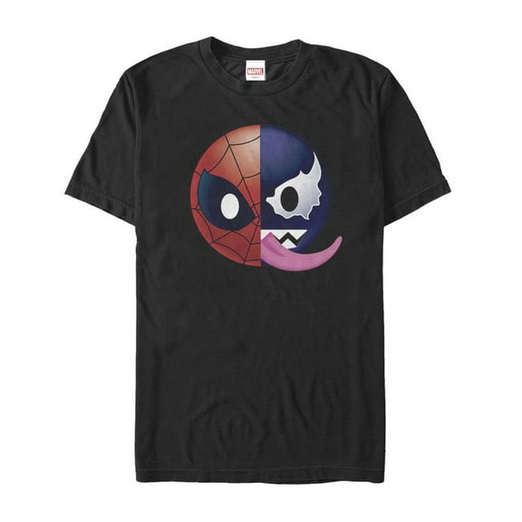 Men's Marvel Venom Spider-Man Split Emoticon Graphic Tee Black 2X Large
