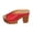 Red, variant on Wide Width Sandals for Women, Beach Sandals, Summer Shoes, Vacation Sandals for Women, Women's Quilted Platform Mule Sandals, Open-Toe Chunky Heel Slides With Grid Pattern, Light Brown 9.5