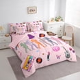 thumbnail image 4 of Manfei Modern Musician Print Twin Bedding Sets 7-Piece for Kids, Pink Disco Ball Bedding Comforter Set, Hip Hop Music Reversible Sheet Sets, Ultra Soft Home Decor, 4 of 8