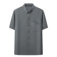 thumbnail image 2 of pstuiky Camisas casuales de manga corta para hombre, Camisa informal de manga corta, cuello alto, lisa y cómoda para hombre camisas casuales para hombre m, 2 of 3