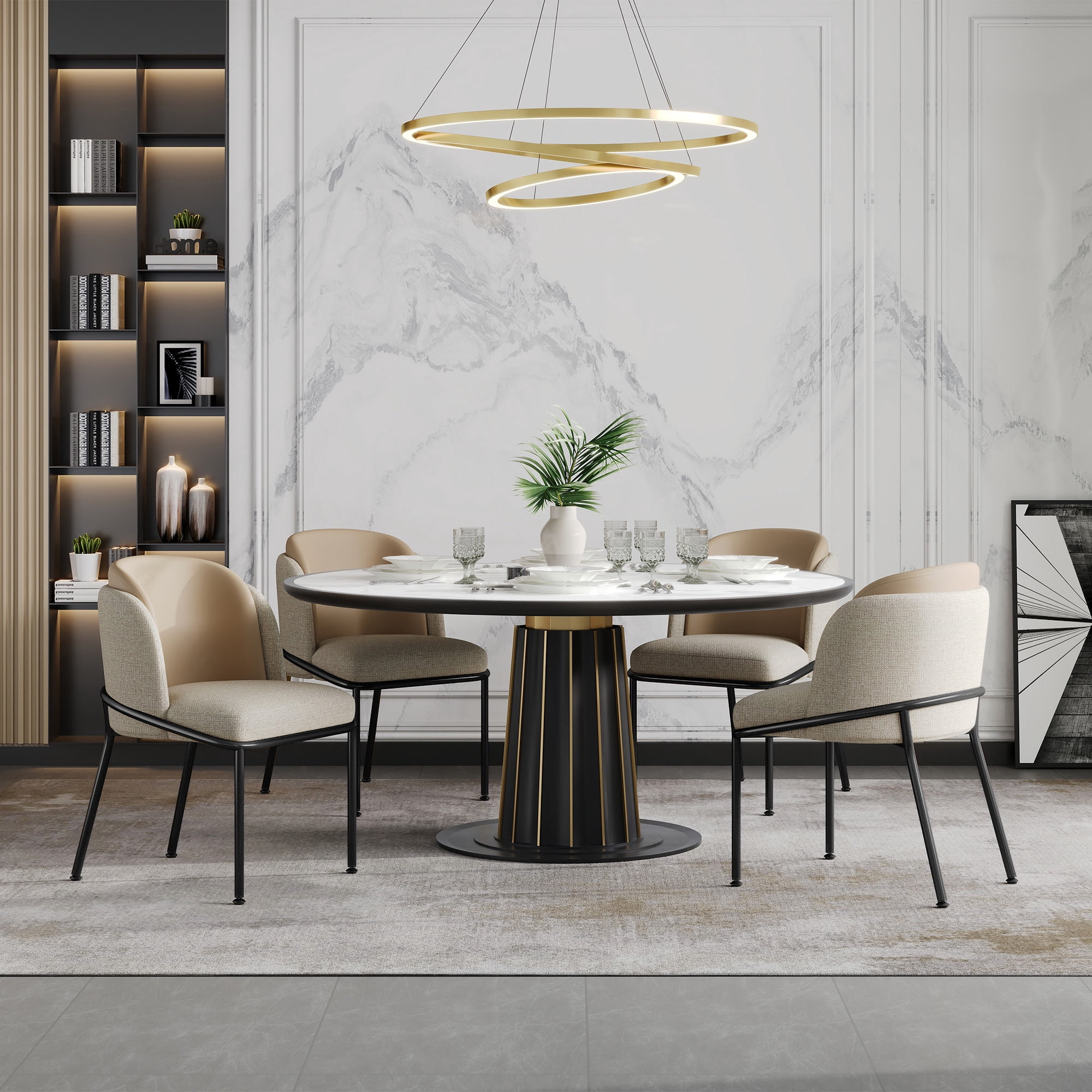 Noble House 2 Modern Chairs with Slanted Legs and Adjustable Feet (Beige)