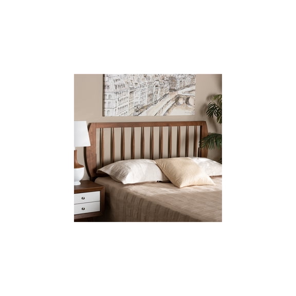 Ash Walnut Wood Full Size Headboard - Modern Bedroom Headboard for Platform Beds