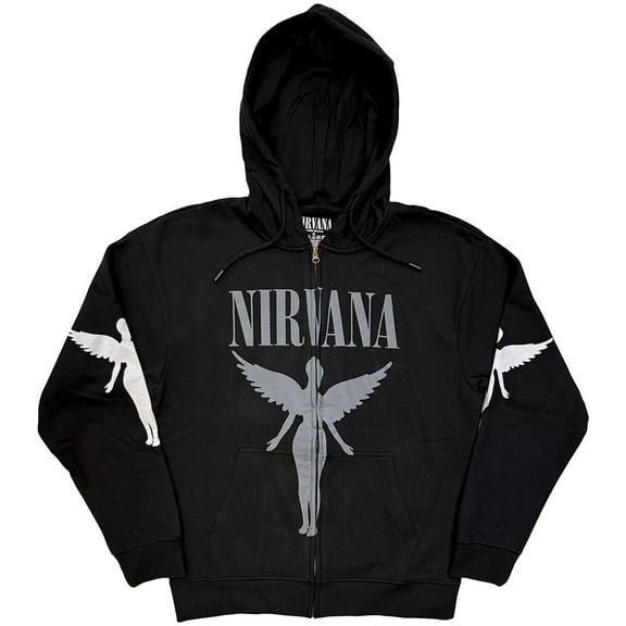 Nirvana Unisex Zipped Hoodie Sweatshirt In Utero Mono (Charcoal Grey)