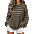 thumbnail image 5 of MYAOYI Womens Oversized Striped Sweater Crew Neck Drop Shoulder Knit, 5 of 8