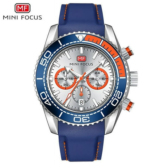 Men's Quartz Watch Waterproof Multifunction Sport Wrist Watches Luxury Silicone Strap Blue 0426