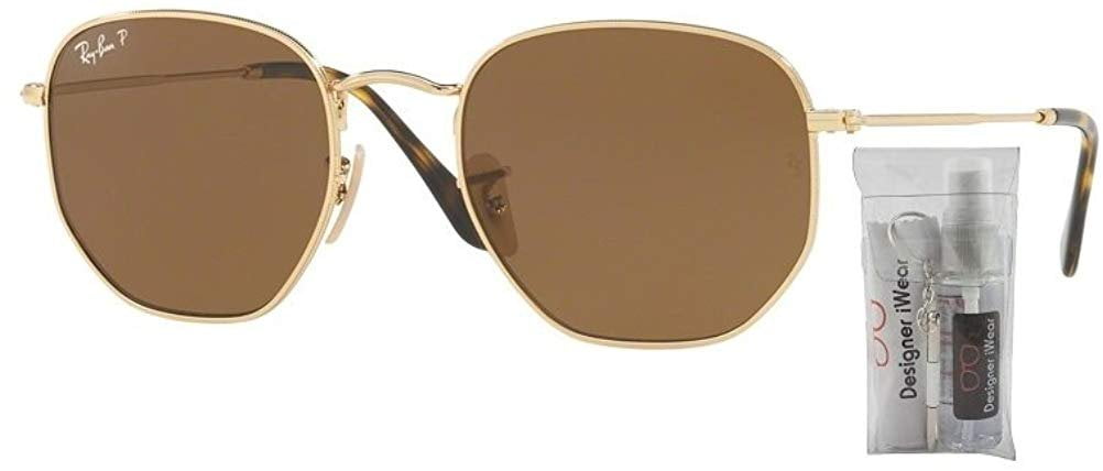Ray-Ban RB3548N HEXAGONAL 001/57 54M Gold/Brown Polarized Sunglasses For  Men For Women 