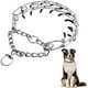 thumbnail image 1 of Collar de fuerza para perros cromado, collar de entrenamiento ajustable para mascotas, collar de perro de acero inoxidable con punta de goma(Plata-S) JM, 1 of 5