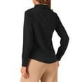 thumbnail image 3 of INSPIRE CHIC Women's Color Block Button Down Long Sleeve Work Shirt M Solid Black, 3 of 6