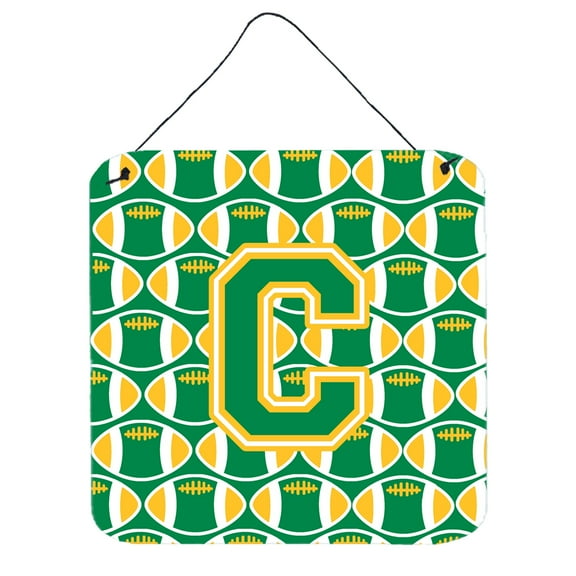 Letter C Football Green and Gold Wall or Door Hanging Prints