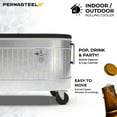 thumbnail image 4 of Permasteel Galvanized Cooler with Wheels, Offers 36-Hours Of Ice Retention, Fits Up To 110 Cans (or 24 Wine Bottles), Heavy Duty Casters, Threaded Drain Plug, Built-In Bottle Opener, 4 of 8